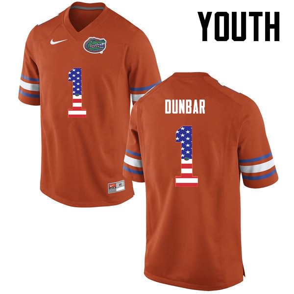 NCAA Florida Gators Quinton Dunbar Youth #1 USA Flag Fashion Nike Orange Stitched Authentic College Football Jersey GWM6364QQ